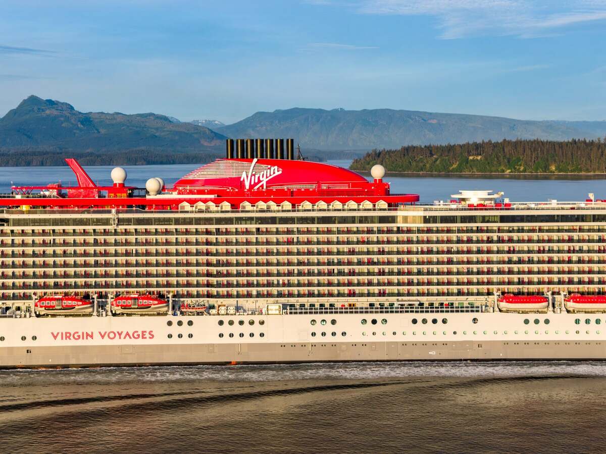 Scenic coastal view from a Virgin Voyages sailing