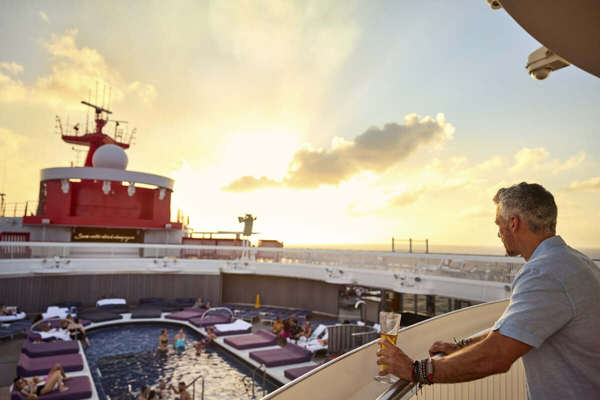 Pool deck overlook at sunset